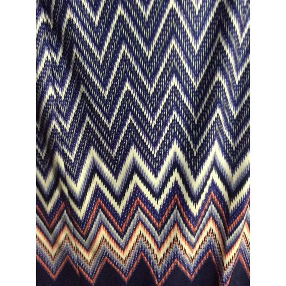 Apt. 9 Size Large high waist maxi skirt stretch print blue Chevrons